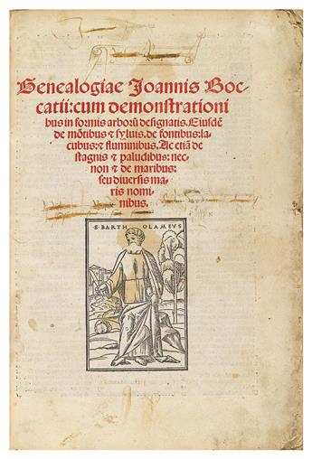 BOCCACCIO, GIOVANNI. Genealogiae . . . eiusde[m] de mon[n]tibus & sylvis, de fontibus, lacubus, & fluminibus [etc.].  1511